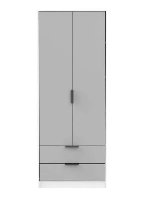 Fuji 2 Door 2 Drawer Wardrobe In Grey Matt & White (Ready Assembled)