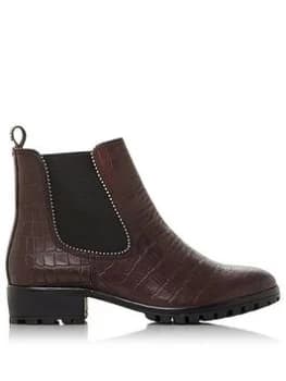 Dune London Portoxx Leather Stud Chelsea Boots - Berry Size 5, Women