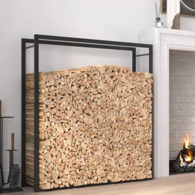 vidaXL Firewood Rack Matt Black 110x28x116cm Steel, Black 350310