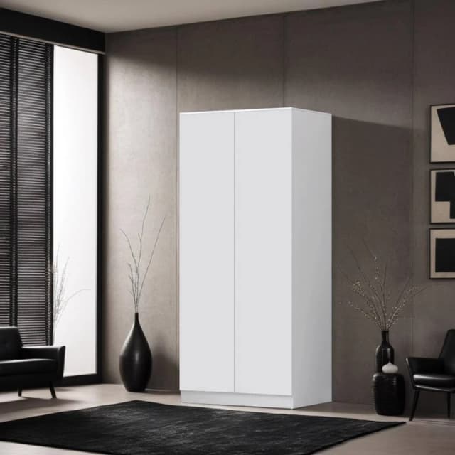 FWStyle FWStyle White 2 Door Double Wardrobe Push Open White One Size Unisex 5056413129109