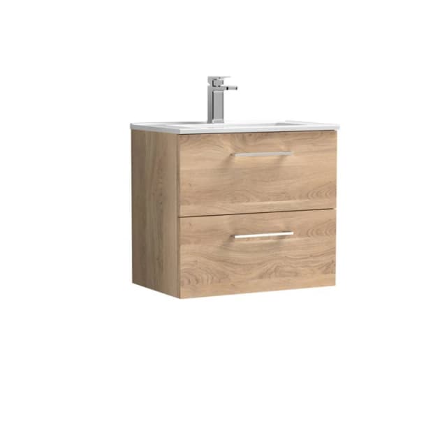 Balterley Bathroom 2 Soft Close Drawer, Wall Hung Vanity Unit, Bleached, 600mm in Brown Brown Unisex