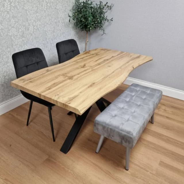 Kosy Koala Dining Set with Velvet Chairs and Iron-Legged Wooden Benches, Multi DA1402BKROGRB