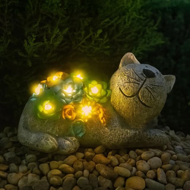 ILFD Group Ltd Solar Cat Garden Ornament 22Cm / 8.5" - Pack Of 6