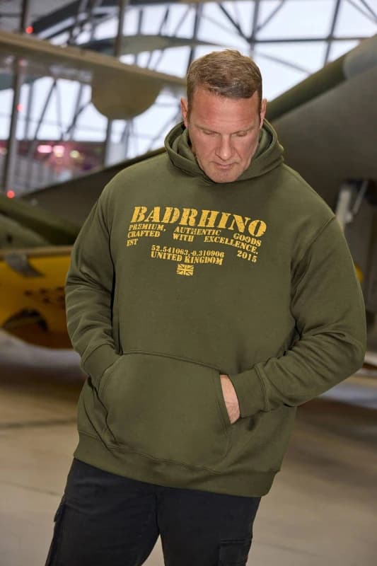 BadRhino Mens Military Print Hoodie in Dark Green Size: 4XL Dark Green Male 4XL