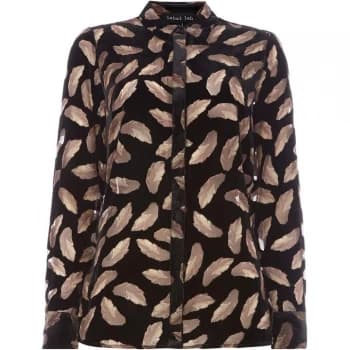 Label Lab Feather devore split back blouse - Black