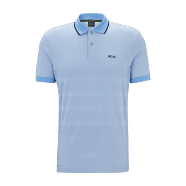 Boss Popcorn-Structure Stripe Polo Shirt - Blue Blue S