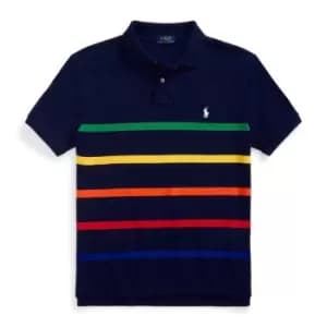 Polo Ralph Lauren Striped Two-button Polo Shirt In Navy - Size M