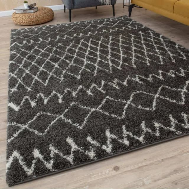 THE RUGS Soft Tangier Shaggy Rugs & Runners Dark Grey Living Room Size: 80cm x 300cm Dark Grey Unisex 80cm x 300 cm