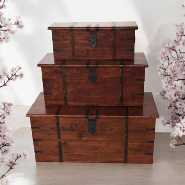 MSL 101CM SET 3 WOODEN CHESTS