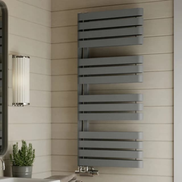 Terma Warp S T-Rail Grey Electric & Gas Flat Towel Warmer (W)500mm X (H)1110mm