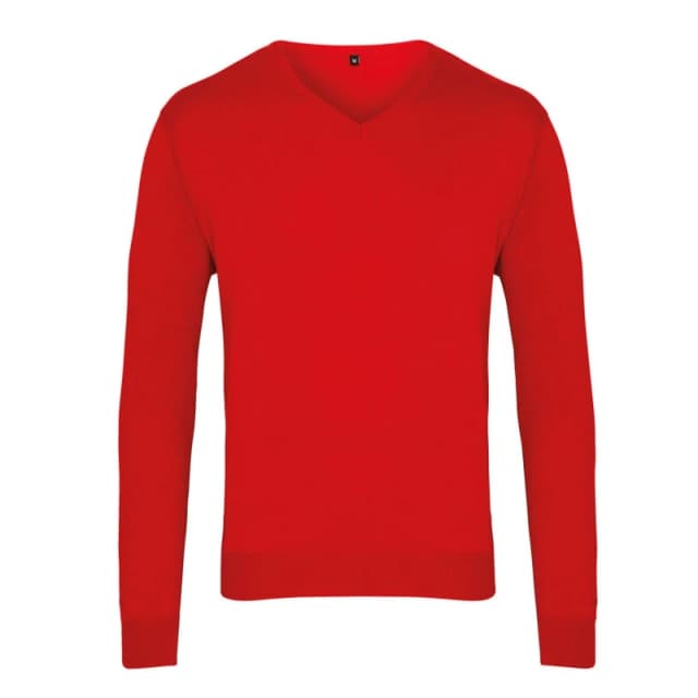 Premier Premier Men Knitted Cotton Acrylic V Neck Sweatshirt in Red Size: X-Small Red XS Male 5063470721016