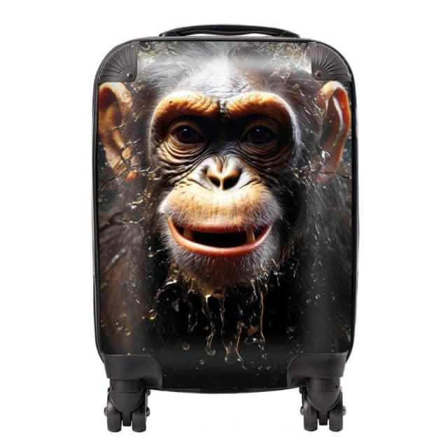 Warren Reed - Designer Realistic Monkey Face Splashart Suitcase in Black Size: Large Black Unisex Large
