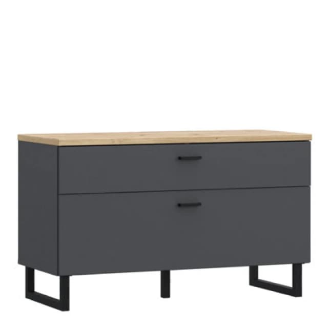 Furniture To Go Klara TV Unit With 1 Drawer 1 Flip Door In Grey And Oak