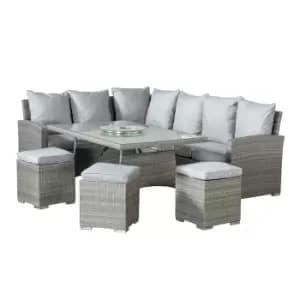 Monaco 9-Seater Rattan Effect Corner Sofa Dining Set - Grey