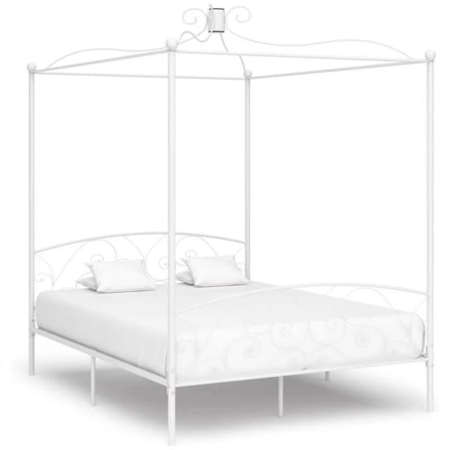 VIDAXL 284473 Canopy Bed Frame without Mattress White Metal 180x200cm Super King Vidaxl 8719883791678