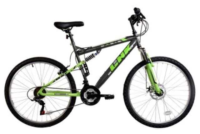 Basis Link Adult's Full Suspension Mountain Bike, 26" Wheel - Graphite/lime