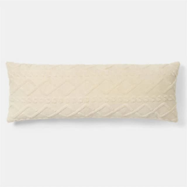 OHS OHS Cable Knit Fleece Long Bolster Cushion Soft Maternity Support Pillow in Cream Cream One Size Unisex 5027434230839