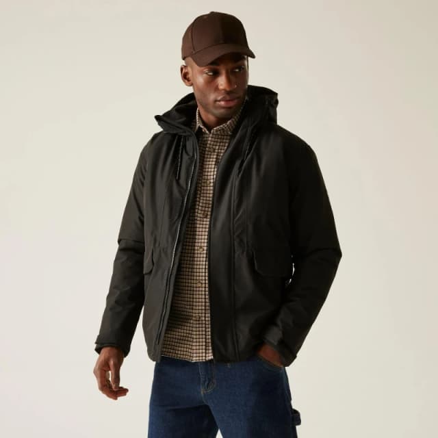 Regatta Regatta Men Sterlings Hooded Waterproof Breathable Insulated Jacket in Jet Black Size: Medium Jet Black M Male 5063516101116