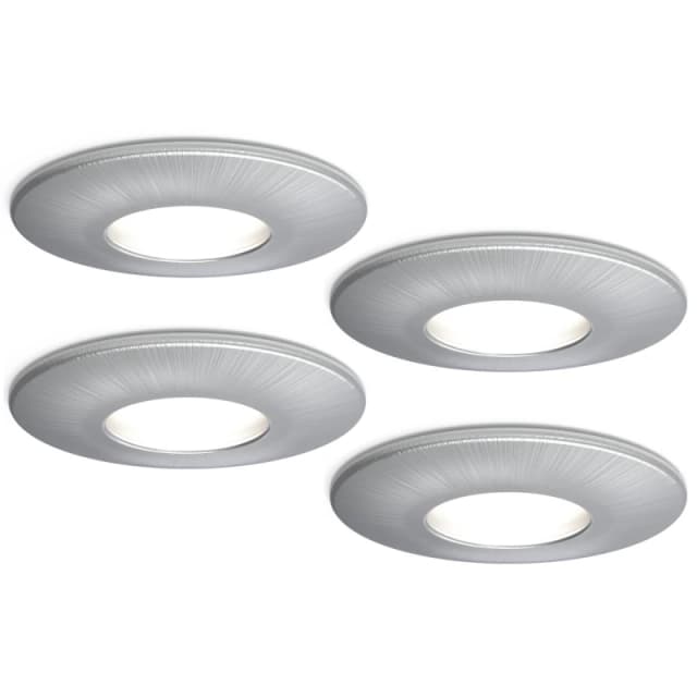 4lite 4lite IP65 GU10 Fire-Rated Downlight - Satin Chrome (Pack of 4) 4L1/2202x4