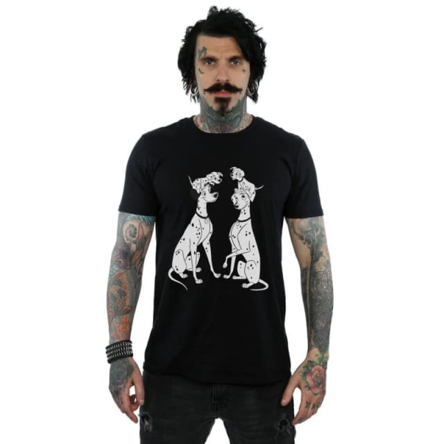 Disney Men 101 Dalmatians Family T-Shirt in Black Size: Small Black S Male 5057864081138