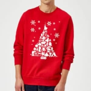Star Wars Character Christmas Tree Red Christmas Sweatshirt - L - Red