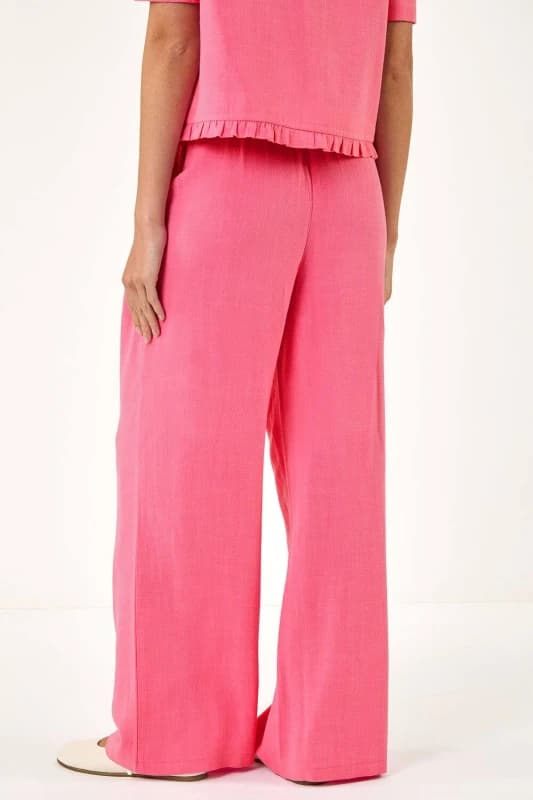 Roman Womens Linen Mix Wide Leg Trousers in Pink Size: 20 Pink Female 20