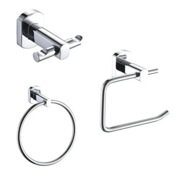 Showerdrape Showerdrape Admiralty Chrome Stainless Steel Wall Mounted 3 Piece Bathroom Accessory Set Silver