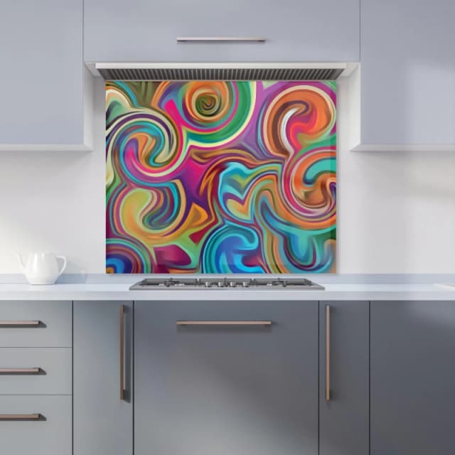 Warren Reed - Designer Colourful Wave Pattern Kitchen Splashback in Red Size: 600mm x 750mm Red Unisex 600mm x 750mm