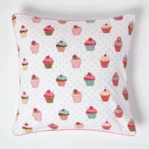 Cotton Cup Cakes Cushion Cover, 60 x 60cm - Pink - Homescapes