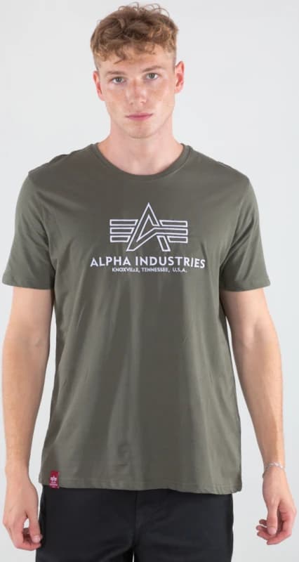 Alpha Industries Basic Embroidery T-Shirt, green, Size S for Men