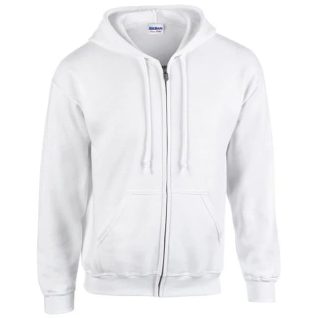 Gildan Mens Heavy Blend Full Zip Hoodie in White Size: Small White Male S
