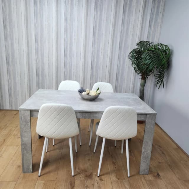 KOSY KOALA Wooden Rectangle Dining Table Sets with Set of 4 Chairs, Grey, and White Grey