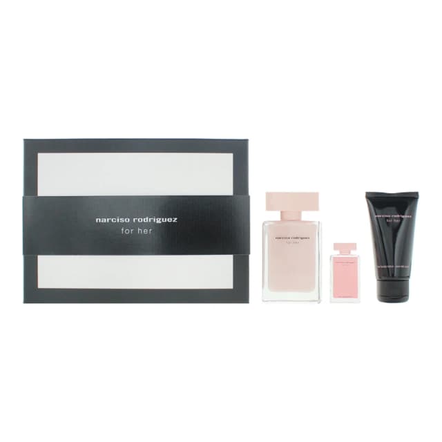 Narciso Rodriguez For Her 3 Piece Gift Set: Eau de Parfum 50ml - Eau de Parfum 7.5ml - Body Lotion 50ml
