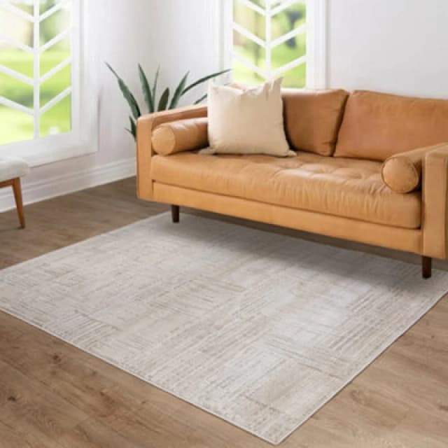 The Rug Edit Axel Scandi Grid Ivory Living Room Rug 120X160Cm