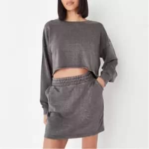 Missguided Washed Crop Sweat Mini Skirt Set - Black