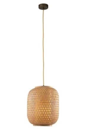 ZEN Cylindrical Pendant Ceiling Light Wood 30x37cm
