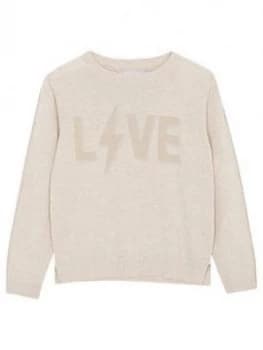 Mintie By Mint Velvet Girls Beige Love Slogan Jumper - Neutral