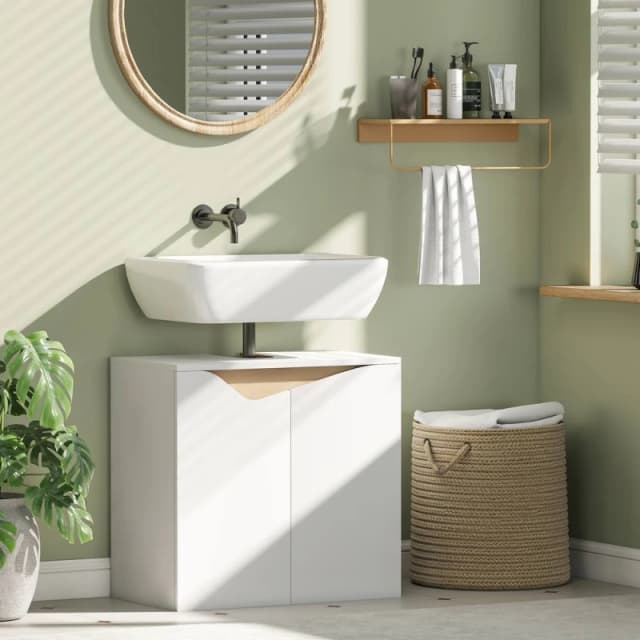 HOMCOM Under Sink Cabinet, Bathroom Sink Cabinet for Basin without Pedestal in White Size: W600mm x H600mm White Unisex W600mm x H600mm