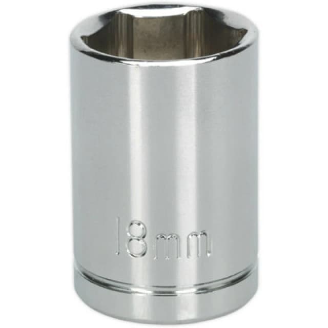 Loops 18mm Chrome Plated Drive Socket - 1/2" Square Drive - High Grade Carbon Steel Metallics