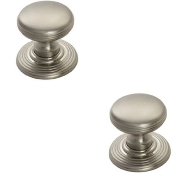 Loops 2x Smooth Ringed Cupboard Door Knob 35mm Dia Satin Nickel Cabinet Handle Metallics unisex