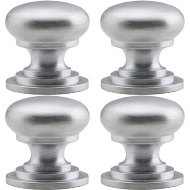 Loops 4x Victorian Round Cupboard Door Knob 38mm Dia Satin Chrome Cabinet Handle Multi unisex