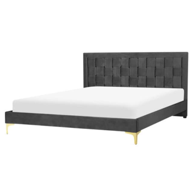 Beliani Bed Velvet Limoux 160 X 200 Cm (Eu King Size) Black
