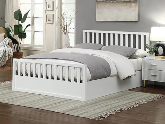 Flintshire Alyn White Wooden Ottoman Bed Frame - 4ft6 Double