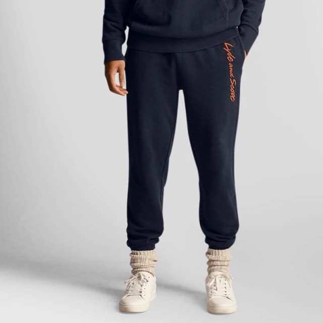 Lyle and Scott Script Embroidery Joggers Navy Orange male XL