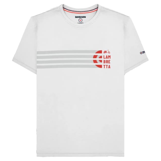 Lambretta Lambretta Men SS25 Scooter Stripes T-Shirt in White Size: Medium White M Male 5063703658638