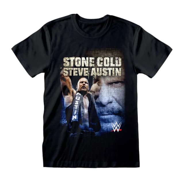 WWE Mens Stone Cold Steve Austin Photograph T-Shirt in Black Size: Small Black Male S
