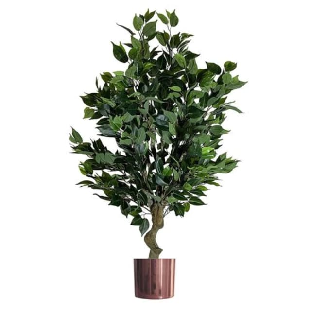 Leaf 100cm Leaf Realistic Artificial Ficus Tree / Plant Bush Ficus Copper Planter