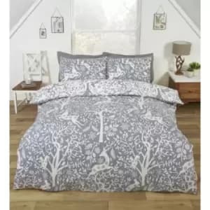 Tatton Double Duvet Cover Set Reversible Bedding Bed Set Winter Festive Grey - Grey - Rapport