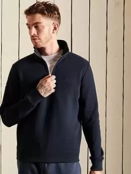 Superdry Vintage Logo Emb 1/4 Zip, Navy Size M Men