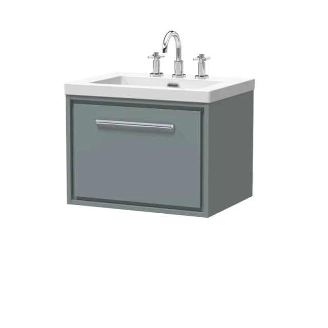 Balterley Bathroom 1 Soft Close Drawer Wall Hung Fireclay Basin, Grey, 600mm in Grey Grey Unisex